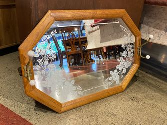 Country Rose Vintage Wall Mirror w/ Hooks