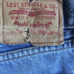 LEVIS THREE (3) PAIR  TWO (2) PAIR 505 38” x 30” BLUE  EXCELLENT CONDITION BUT STAINS  ONE (1) PAIR SIGNATURE WORK WEAR BRAN NEW CONDITION  $40.00 FOR