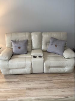 White Leather Recliner Sofa