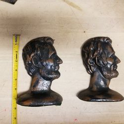 Vintage Pair Abraham Lincoln Robert Emig Bronze Look Cast Iron Bookends 