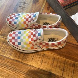 Girls Size 1 Rainbow Checkered Vans