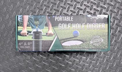 Kingtop Portable Golf Hole Digger Putting Cup Cutter, Carbon Steel Black/Silver
