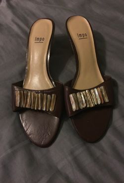 Ladies'. Brown Leather Mules/Sandals in Great Condition-Size 9M