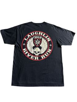 Vintage 2014 Laughlin River Run 32 Years Biker Graphic T-Shirt XL