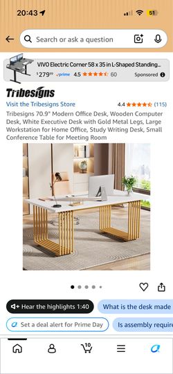 Large white and gold desk/table