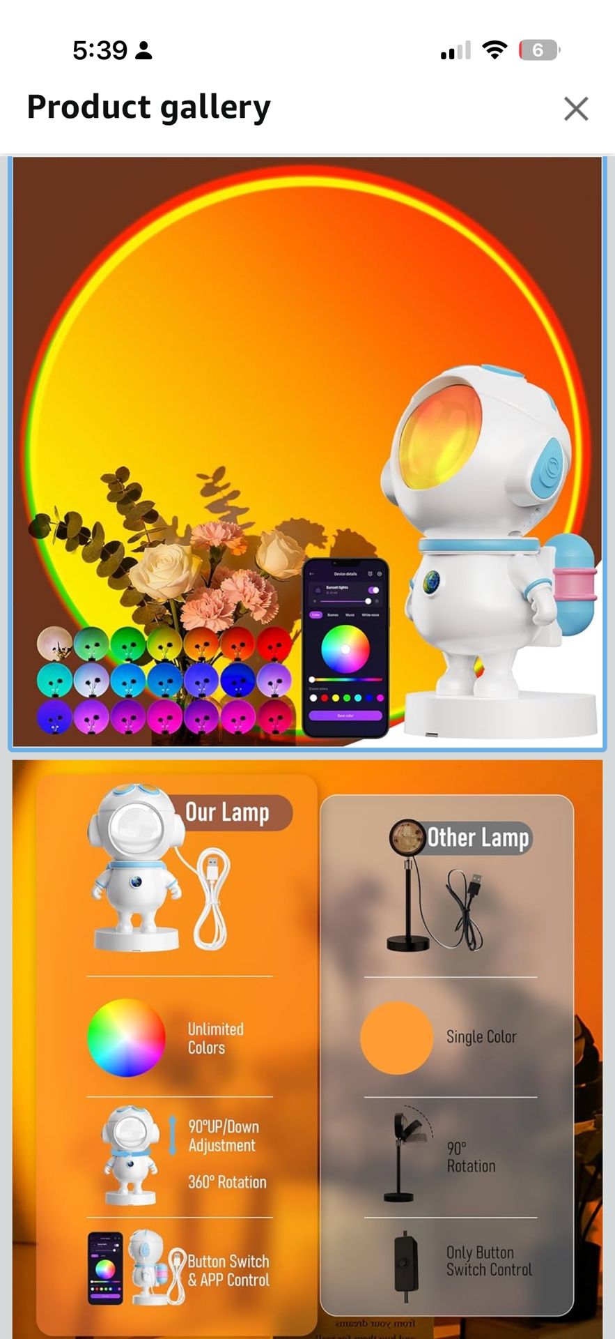 Astronaut Sunset Lamp Projector with APP & Button Control,360° Adjustable Magnetic LED Head RGB Multicolor Changing Mood Light, LED Sunlight Lamp for