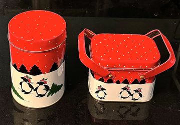 🚨Bargain:⛄️Christmas/Holiday Tin Containers, Lids, Handles (brand new)