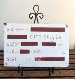 Vintage Oklahoma USA Metal Shores Oil Corporation Hauling Tag  Oilfield Sign Vtg