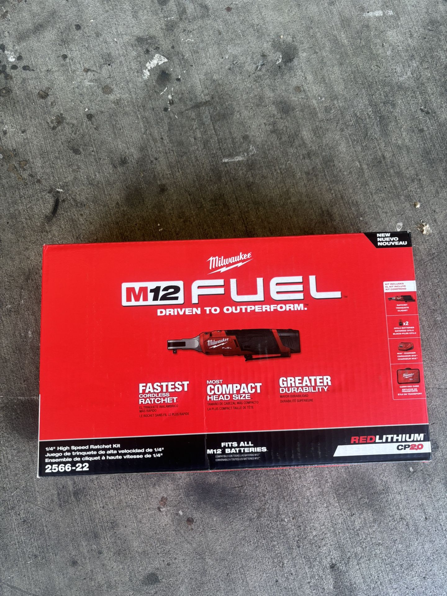 M12 FUEL 12V Lithium-Ion Brushless Cordless High Speed 1/4 in. Ratchet Kit w/(2) Batteries, Charger and Bag