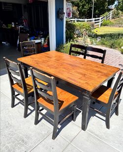 Kitchen Table for 6 and Chair/Bench Set.  Solid Wood, Heavy Duty, Kitchen Table and Chairs (4) and Bench