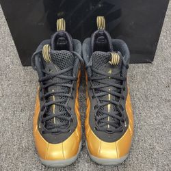 Nike Little Posite One 644791-700 Gold Black Basketball Shoes Sneaker Size 7y 