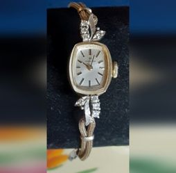 14k Ladies HAMILTON WATCH Diamond Accent Stones c1960