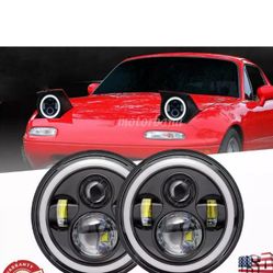 Black Headlight Projectors With Drl Halos White /amber 