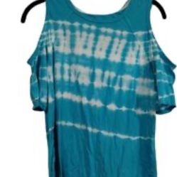 Calvin Klein Performance Blue Tie-Dye Cold Shoulder Top