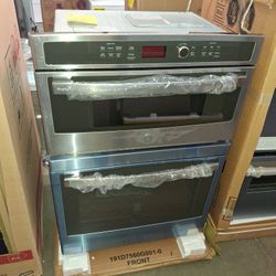 GE Profile 30 In Double Electric Wall Oven With Convection Self Cleaning And Built-in Microwave In Stainless Steel 