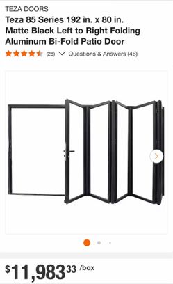 DOOR PANELS ONLY Teza 85 Series 192 in. x 80 in. Matte Black Aluminum Bi-Fold Patio Door