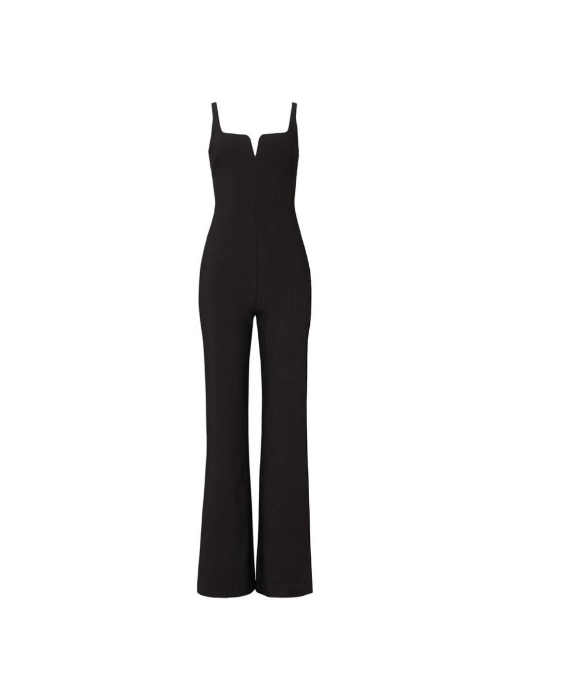 Likely Constance square neck wide leg flare black tank top jumpsuit 0