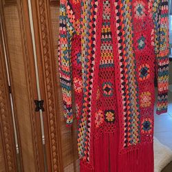 Crochet Patchwork Granny Squares Duster- Cardigan 