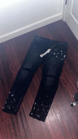 Purple Brand Black Resin Knee Slit Jean