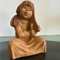 Le Burton Sculpture Of A Young Girl With Hairbrush