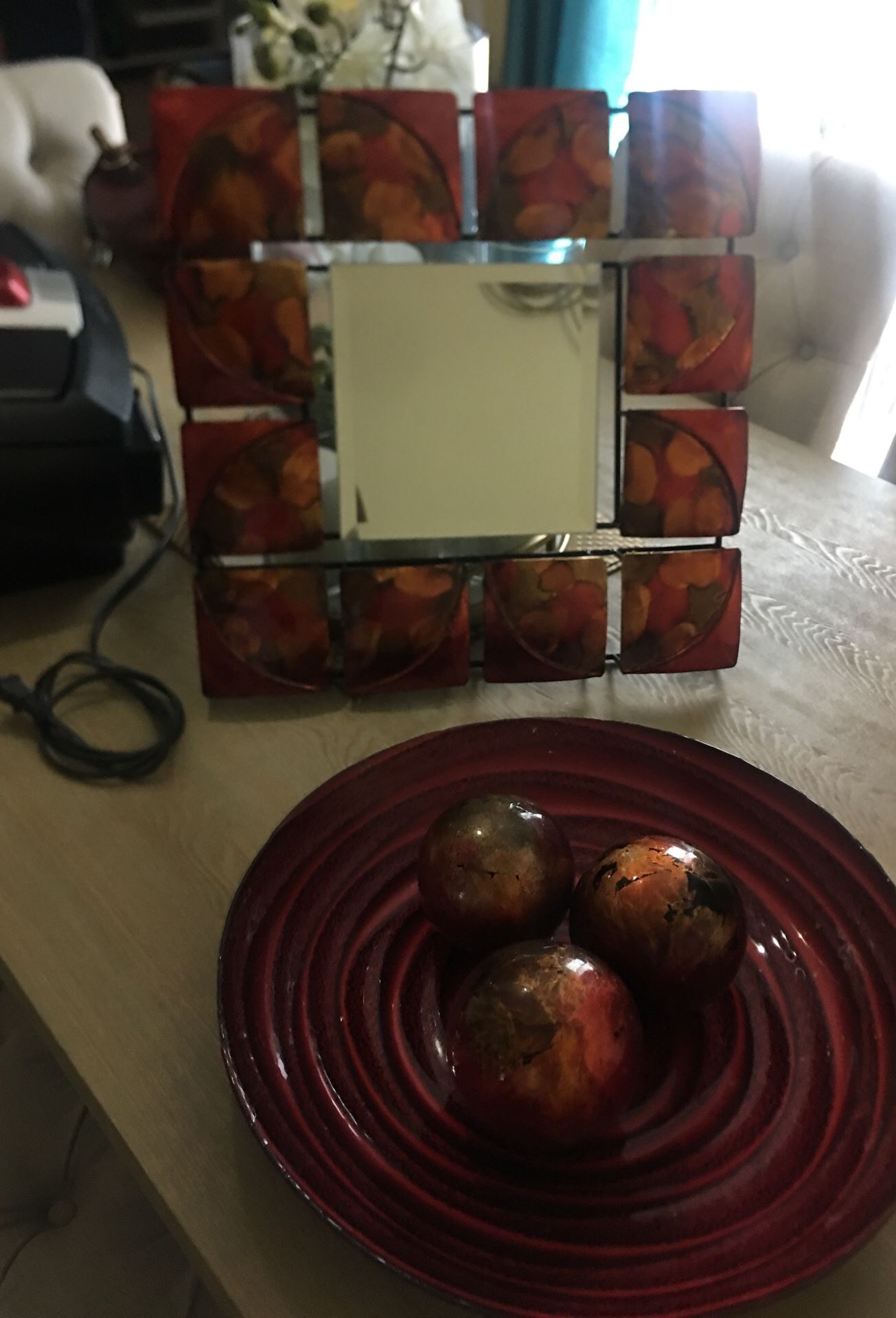 Wall Decor Mirror and Bowl