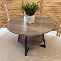 LIKE NEW Round Coffee Table, Rustic Brown