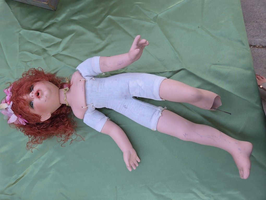 Red Hair Doll , Porcelain Fragile
