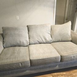 Sofa, large chair and ottoman, 2 fabric sofa covers