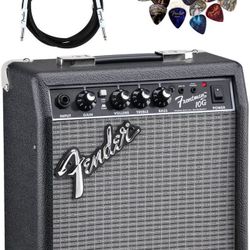 Fender Frontman 10G Guitar Combo Amplifier - Black Bundle with Instrument Cable and Picks