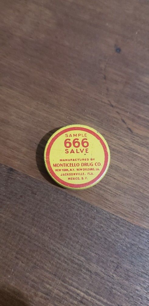 Vintage 666 Sample Salve Tin Advertising- Small