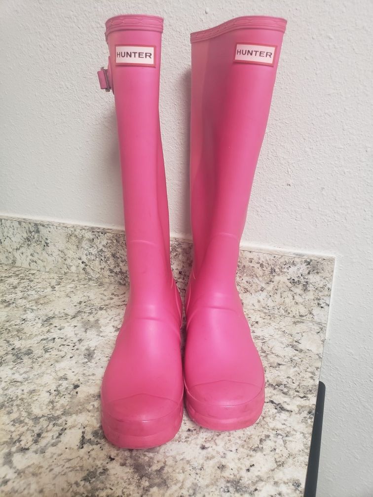 Pink Hunter Tall Adjustable Rain Boots