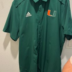 Miami Hurricanes Button Down Men’s Addidas Shirt 