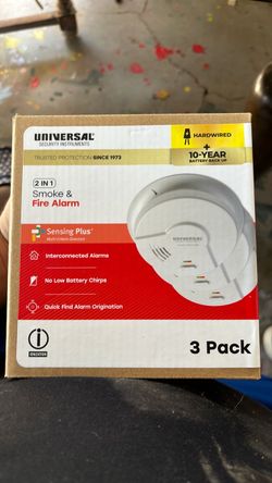 3-Pack Lot) BRAND NEW Universal 10-Year Hardwired Smoke Detectors