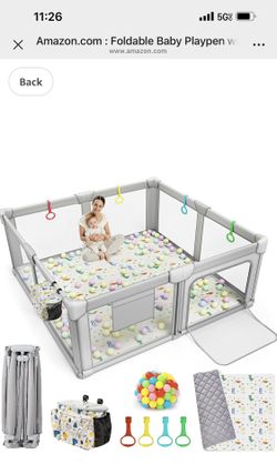 Foldable Baby Playpen with Play Mat, 71x59 Extra Large Foldable Playard with Portable Design, Indoor & Outdoor Baby Fence, Safety PlayYard for Babies,