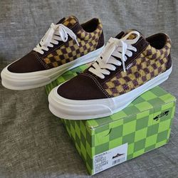 Men's Vans Off The Wall Concepts Old Skool Checkered Brown White Size 10 (LIMITED EDITION)