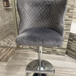 Adjustable Valvet Bar Stool Gray