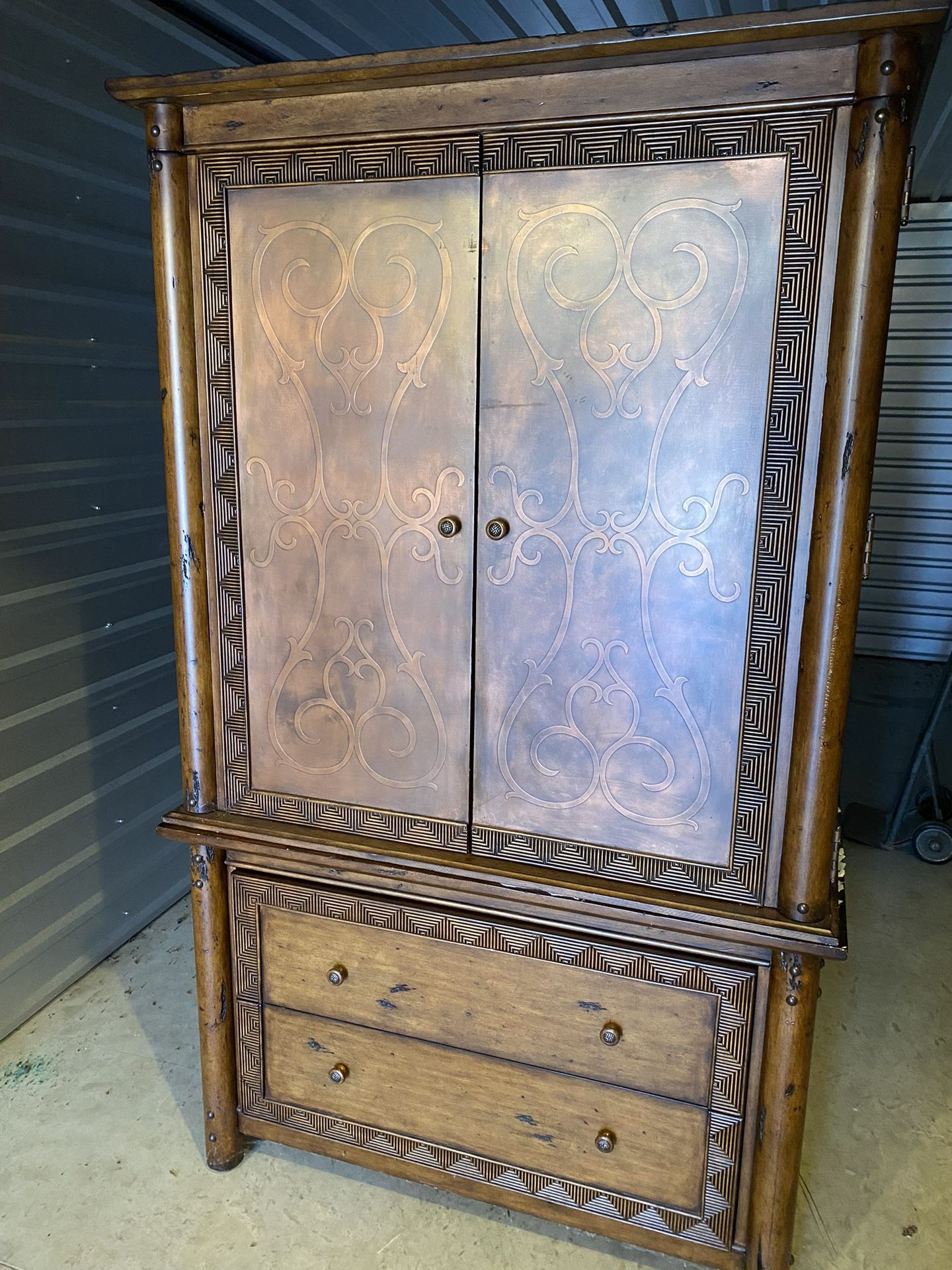 Beautiful Armoire With Inset Copper Panels 