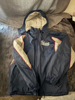 NFL New England Patriots Fleece-Lined Hooded Winter Jacket - Navy & Grey