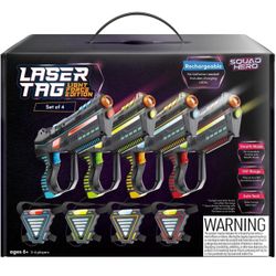 Rechargeable Laser Tag for Kids, Teens & Adults - Boys Gifts - Blasters & Vest Sensors - Fun Ideas Age 8+ Year Old Toys - 4 Set - Lazer Teen Boy Games