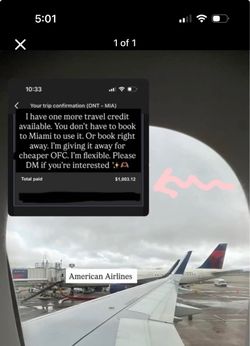 American Airlines travel credit of 1k