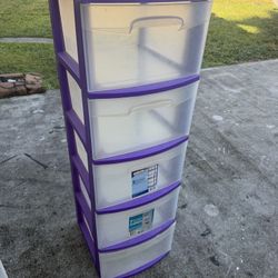 Sterlite Tall Storage Drawer Purple  Bins 