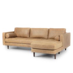 Article Sven 100" Tufted Leather Right Sectional - Charme Tan
