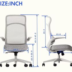 ✌️ FLEXISPOT Office Chair High Back Swivel Computer Chair with Flip-up Armrests Height Adjustable Home Office Desk Chair with Wheels, Grey,