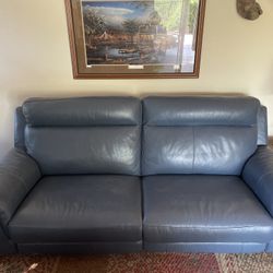 Moana All Blue Leather 70" Power Dual Reclining Loveseat with USB