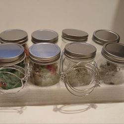 Conjunto De Tarros De Cristal Tipo Masón Con Tapas Metálicas Y Asa De Alambre , Para Colgar