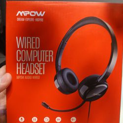 MPOW Wired USB Headset with Noise Cancelling Microphone Computer Headphones for Laptop