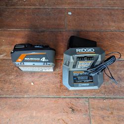 New Ridgid Max Output 18v 4ah Lithium Ion Battery And Charger For Cordless Tools 4 Amp Hour