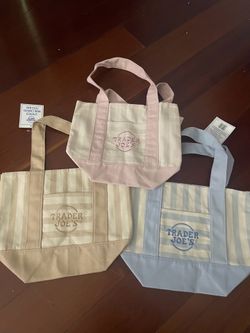 TRADER JOE’S STRIPED MINI CANVAS TOTE BAG