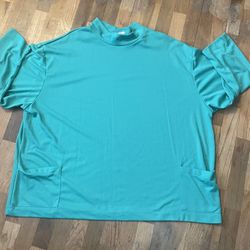 Rare Vintage 70s Society Hill Teal Mock Neck Top - Plus Size 3X