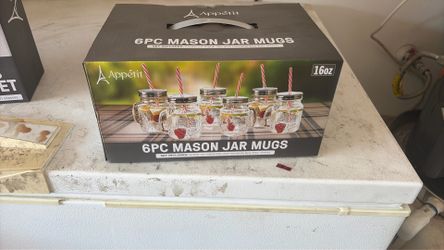 Appetit 6 pc mason jars  with straws